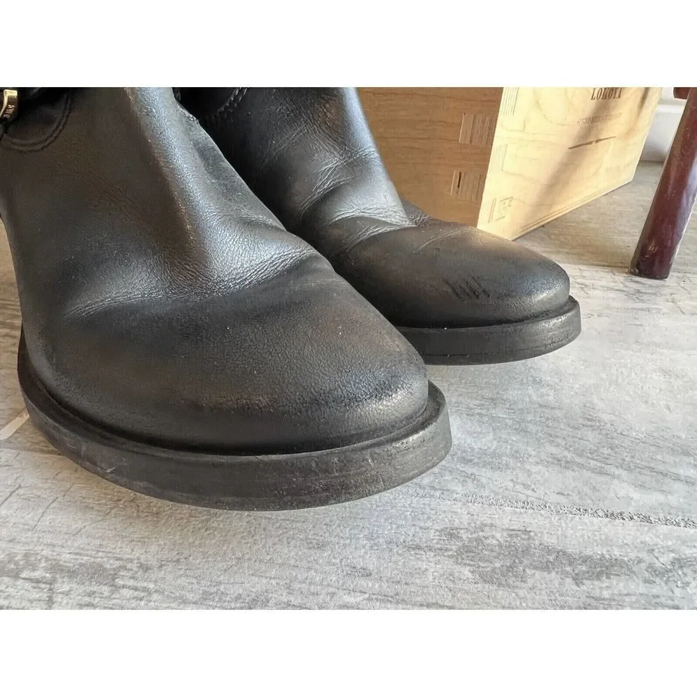 TORY BURCH Christie Leather Moto Ankle Boot Bootie Designer Fall Winter Casual 8